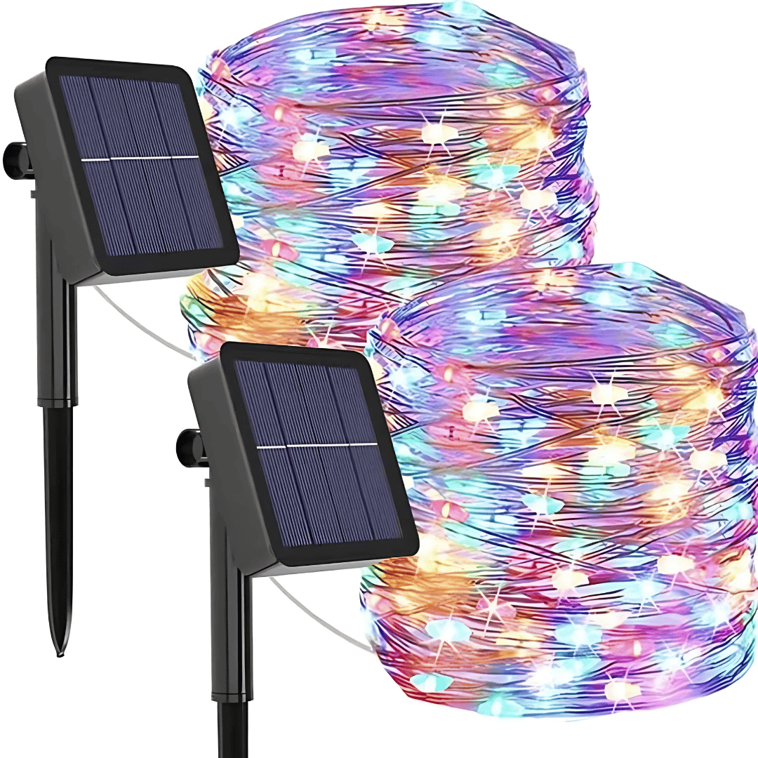 Pavoco Außenbeleuchtung 7m/22ft / Bunt Wasserdichte Solar Lichterkette für Außen 10m stimmungsvolle Beleuchtung Garten Balkon