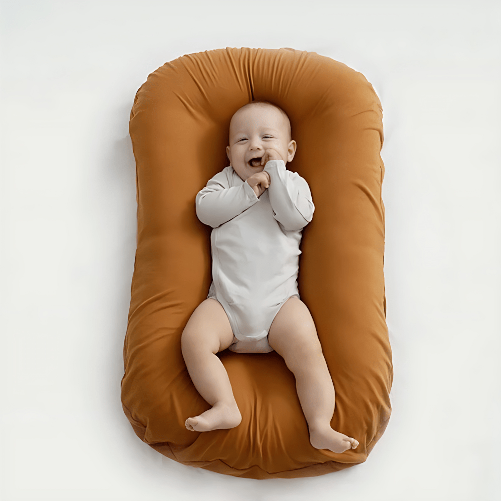 Pavoco Babybettwäsche Braun Ergonomisches Babykissen für Neugeborene hypoallergen atmungsaktiv