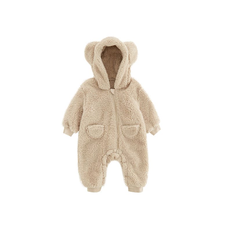 Pavoco Babykleidung Aprikose / 1-3M 59 Weicher Fleece-Strampler für Babys mit Tiermotiv warm atmungsaktiv