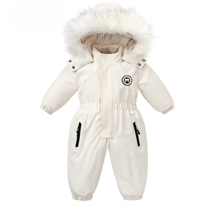 Pavoco Babykleidung Beige-2 / 18M (90) Warmer Babyoverall für Kleinkinder wasserdicht mit Kapuze Winter leicht