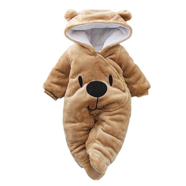 Pavoco Babykleidung Braun / 0-3M Kuscheliger Strampler für Neugeborene warm mit Fuß Winter Plüsch Baumwolle
