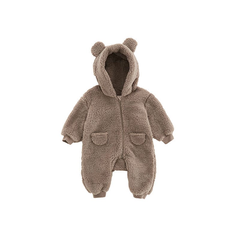 Pavoco Babykleidung Braun / 1-3M 59 Weicher Fleece-Strampler für Babys mit Tiermotiv warm atmungsaktiv
