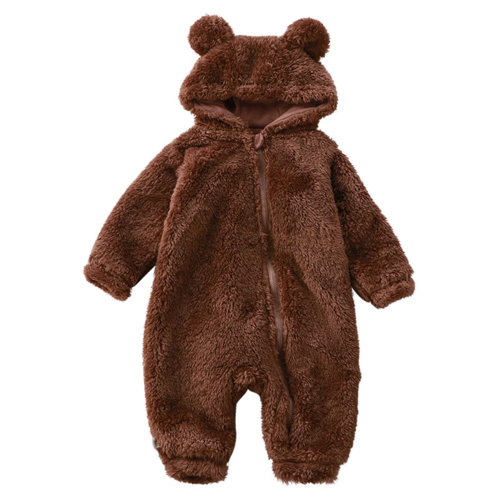 Pavoco Babykleidung Braun / 66 (0-6 Monate) Bezaubernder Bären-Einteiler für Babys warm weich Flanell Winter