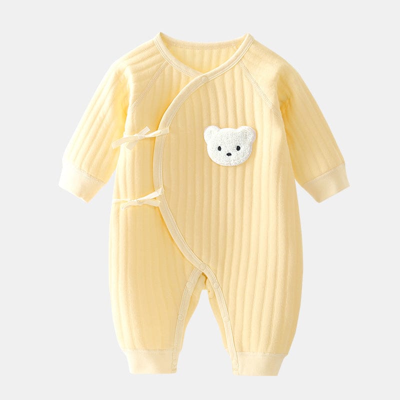Pavoco Babykleidung Gelb / 3M Weicher Babystrampler für Neugeborene mit Bärenmotiv Frühling Herbst