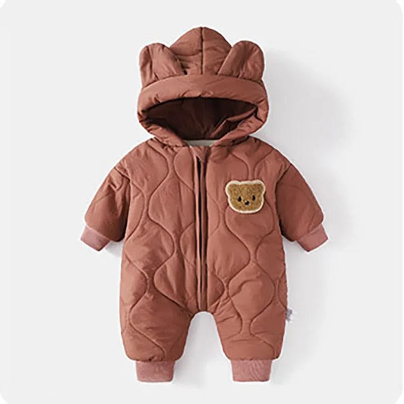 Pavoco Babykleidung Kaffee / 3-6M Kuscheliger Babyoverall für Unisex dick gefüttert Winter mit Bärenmotiv