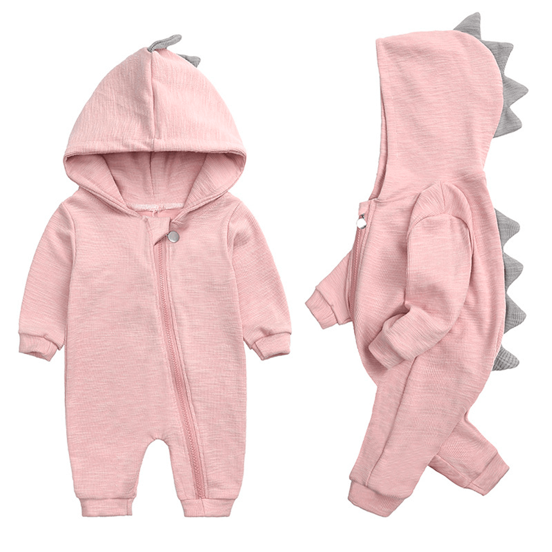Pavoco Babykleidung Kuscheliger Baby-Overall für Unisex mit Dinosaurierkapuze aus Baumwolle