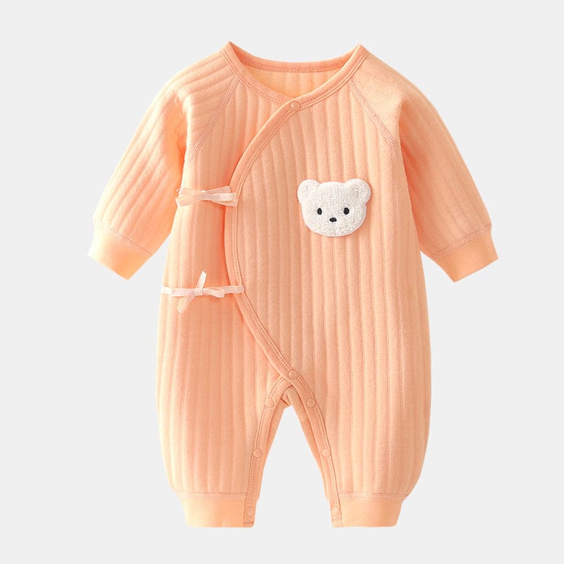 Pavoco Babykleidung Orange / 3M Weicher Babystrampler für Neugeborene mit Bärenmotiv Frühling Herbst