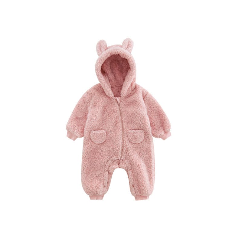 Pavoco Babykleidung Rosa / 1-3M 59 Weicher Fleece-Strampler für Babys mit Tiermotiv warm atmungsaktiv