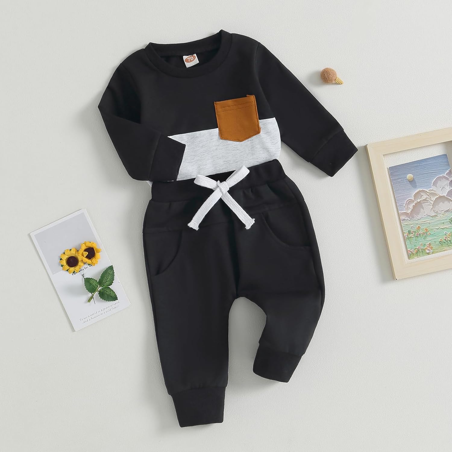 Pavoco Babykleidung Weiches Baby Jogger Set für Jungen Mädchen atmungsaktiv Herbst hochwertig Baumwolle