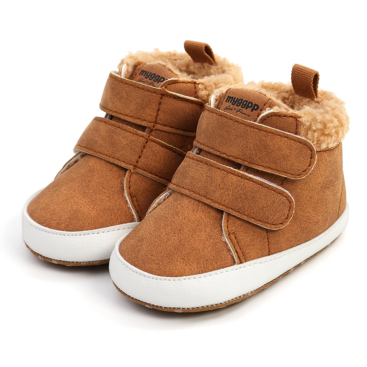 Pavoco Babyschuhe Dunkelbraun / 11 Kuschelige Babystiefel für Kinder warm Fleecefutter Winter mit Klettverschluss