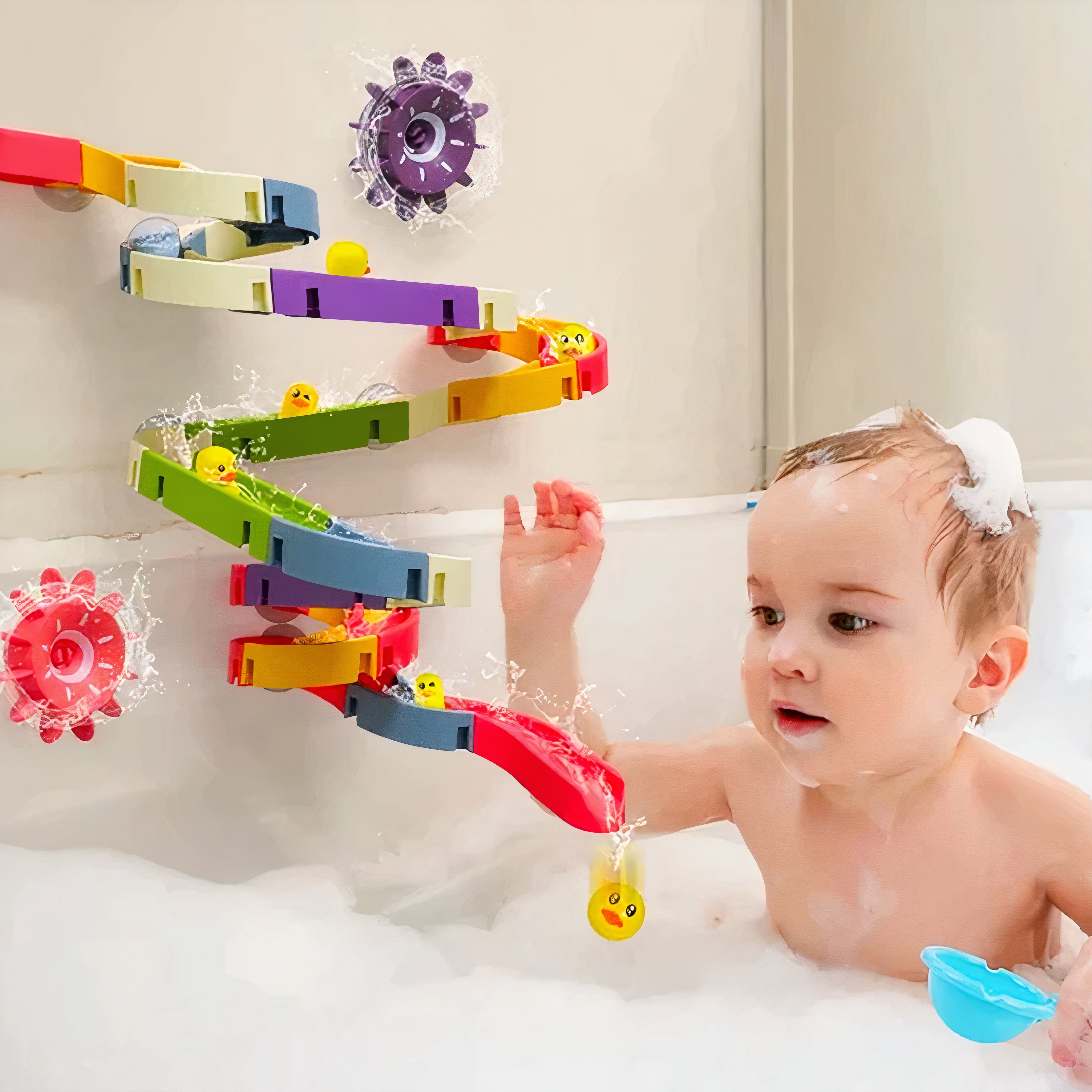 Pavoco Badespielzeug Default Farbenfrohes Badespielzeug für Kleinkinder interaktiv ungiftig fördert Motorik