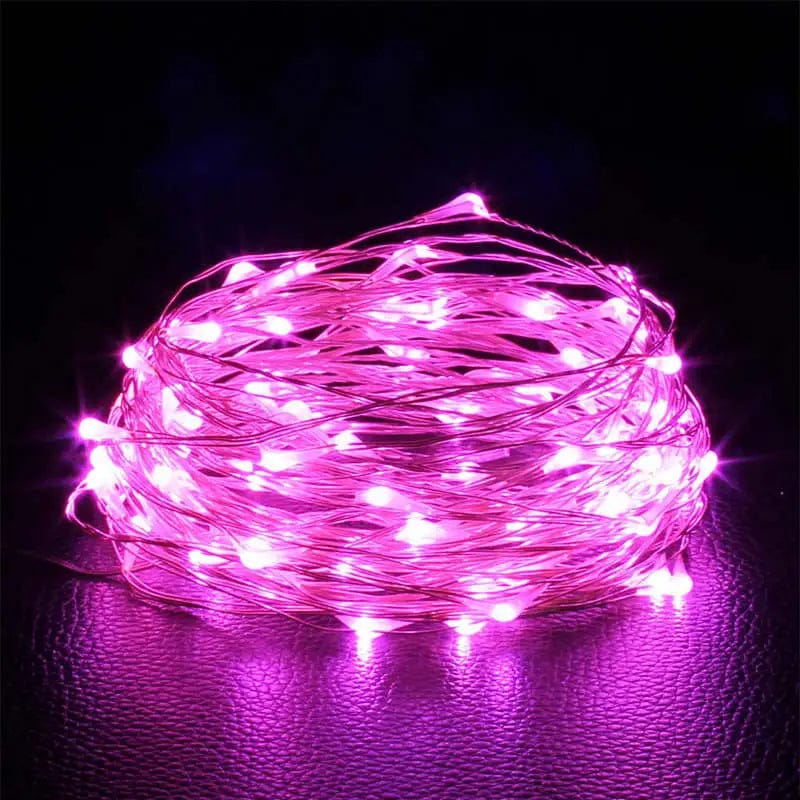 Pavoco Beleuchtung & Deckenventilatoren Pink / 2M - 20LED Flexibles LED-Lichterkette batteriebetrieben farbenfroh