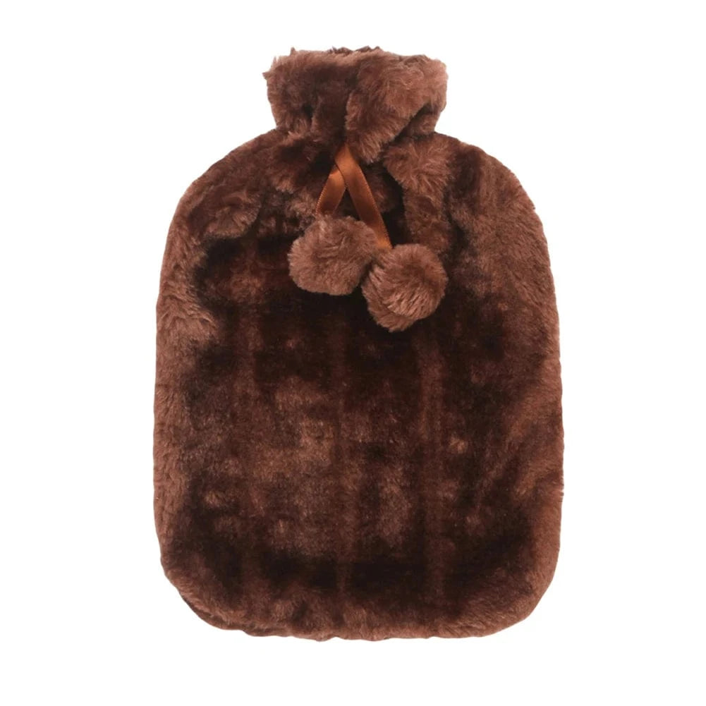 Pavoco Bettwärmer & Heizkissen Dunkelbraun Weicher Wärmflaschenbezug für Unisex Kunstpelz abnehmbar Winter warm und stylisch