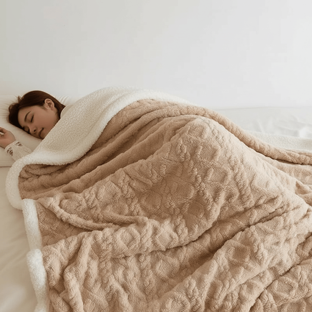 Pavoco Bettwäsche Beige / 100x150cm Kuschelige Schlafdecke doppelseitig weich wasserfest Winter