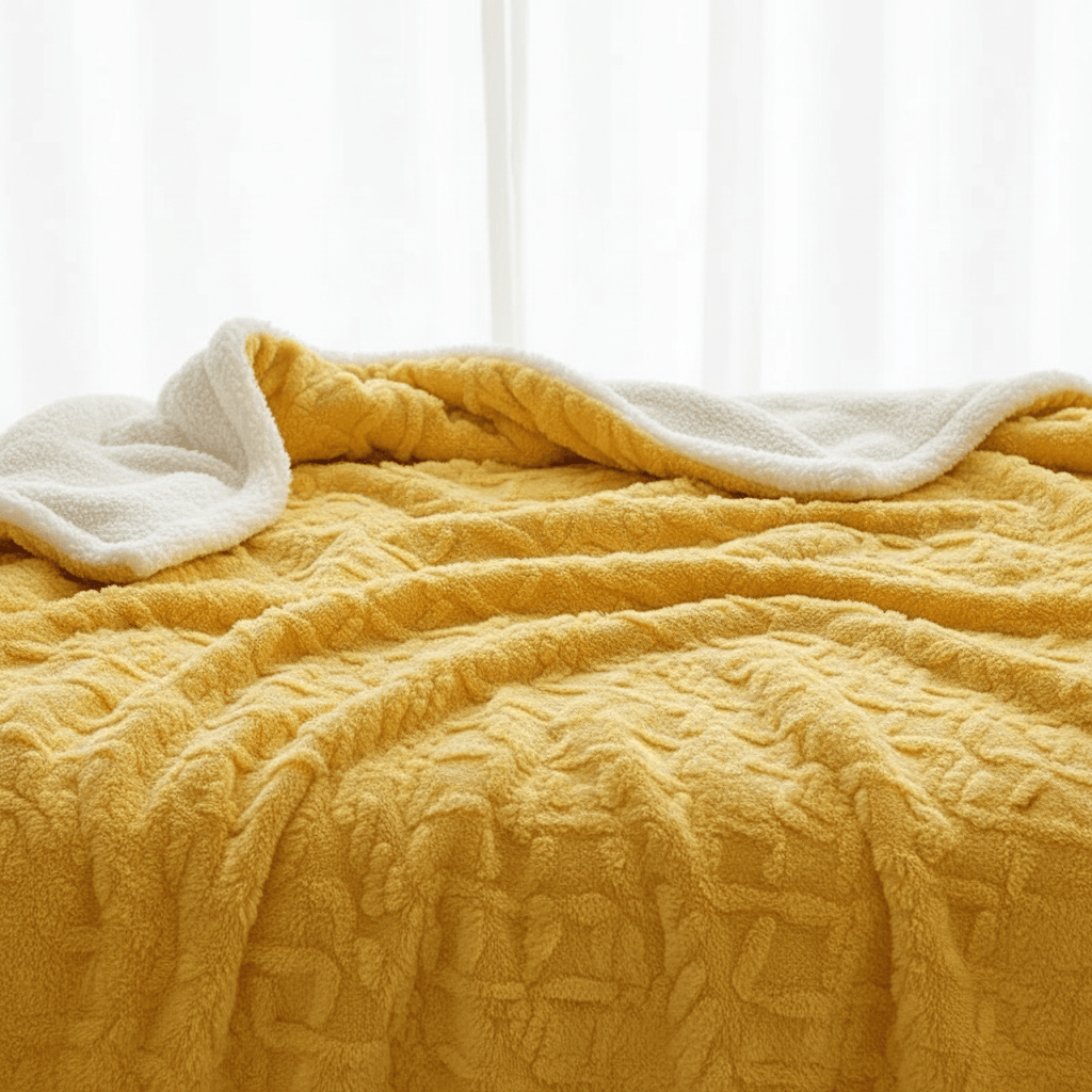 Pavoco Bettwäsche Gelb / 100x150cm Kuschelige Schlafdecke doppelseitig weich wasserfest Winter