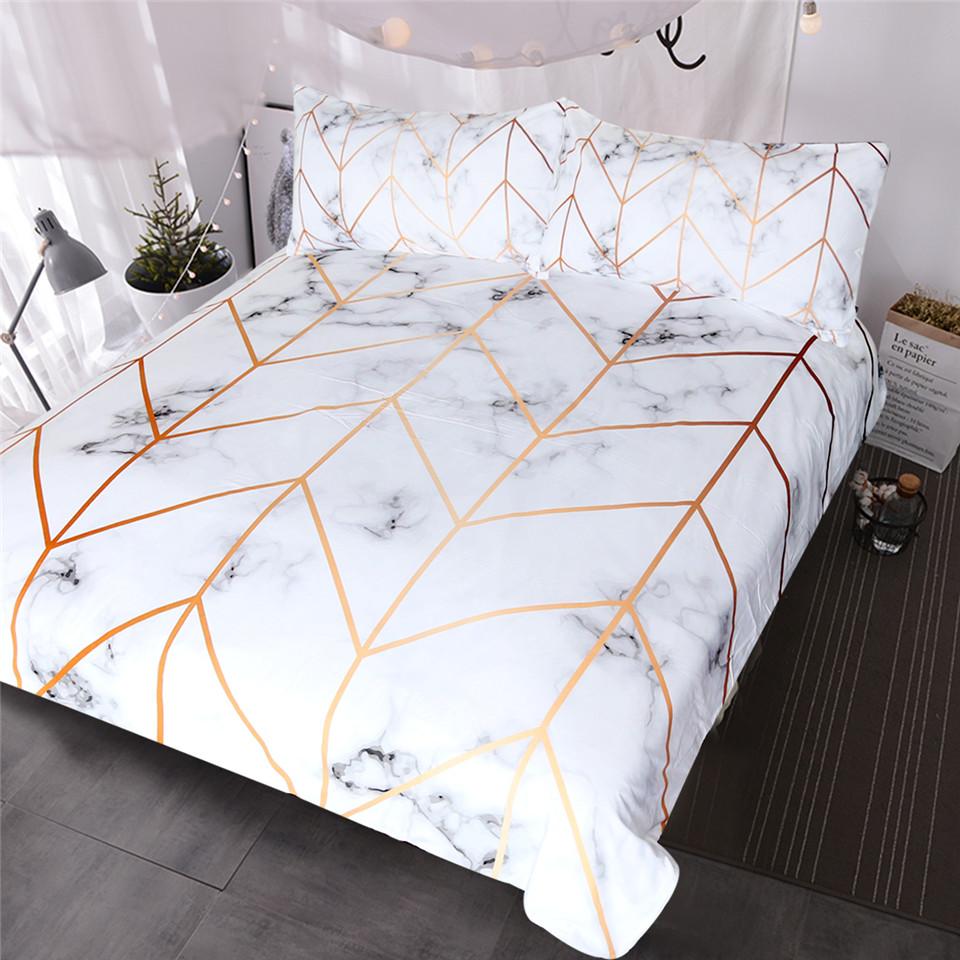 Pavoco Bettwäsche-Sets Einzelbett (Twin) Elegantes Bettbezug Set für Unisex Marmor Design aus Baumwollmix 240x220 155x200