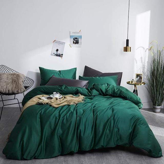 Pavoco Bettwäsche-Sets Grün / 200×200 cm – Doppelbett Luxuriöse Bettwäsche 155x220 für Unisex aus Satin-Baumwolle minimalistisch weich