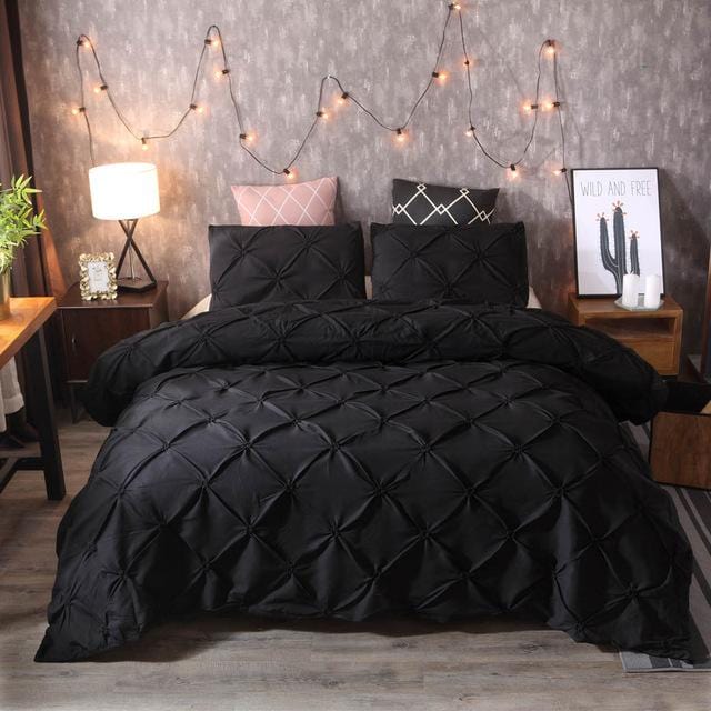 Pavoco Bettwäsche-Sets Schwarz / 200×200 cm – Doppelbett Elegantes Bettbezug Set für Unisex Mikrofaser pflegeleicht 240x220 155x200