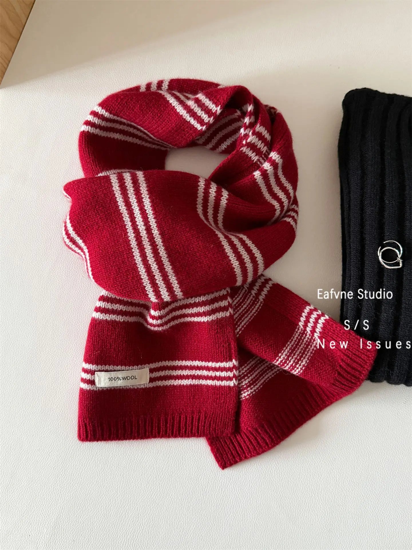 Pavoco Damen-Schals Rot Eleganter Wollschal für Damen lang gestreift warm Herbst Winter