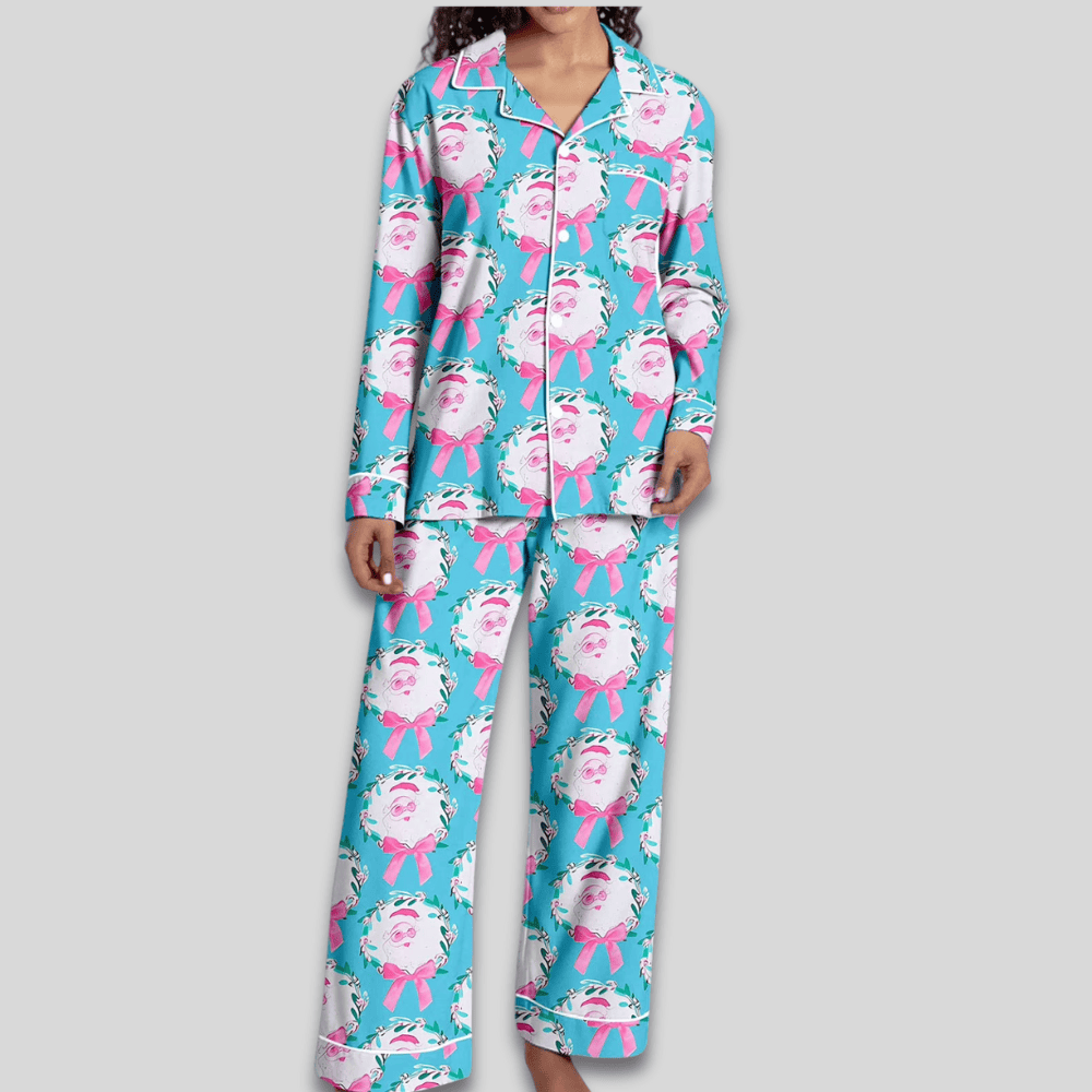 Pavoco Damen Schlafanzüge B / S Weiches Pyjama Set für Damen zweiteilig festlich gemütlich Winter