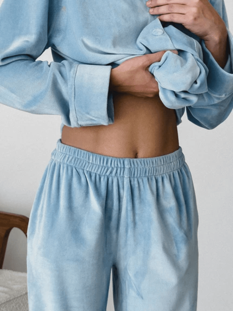 Pavoco Damen Schlafanzüge Bequemes Pyjama-Set für Damen mit Hemd und Hose weit geschnitten