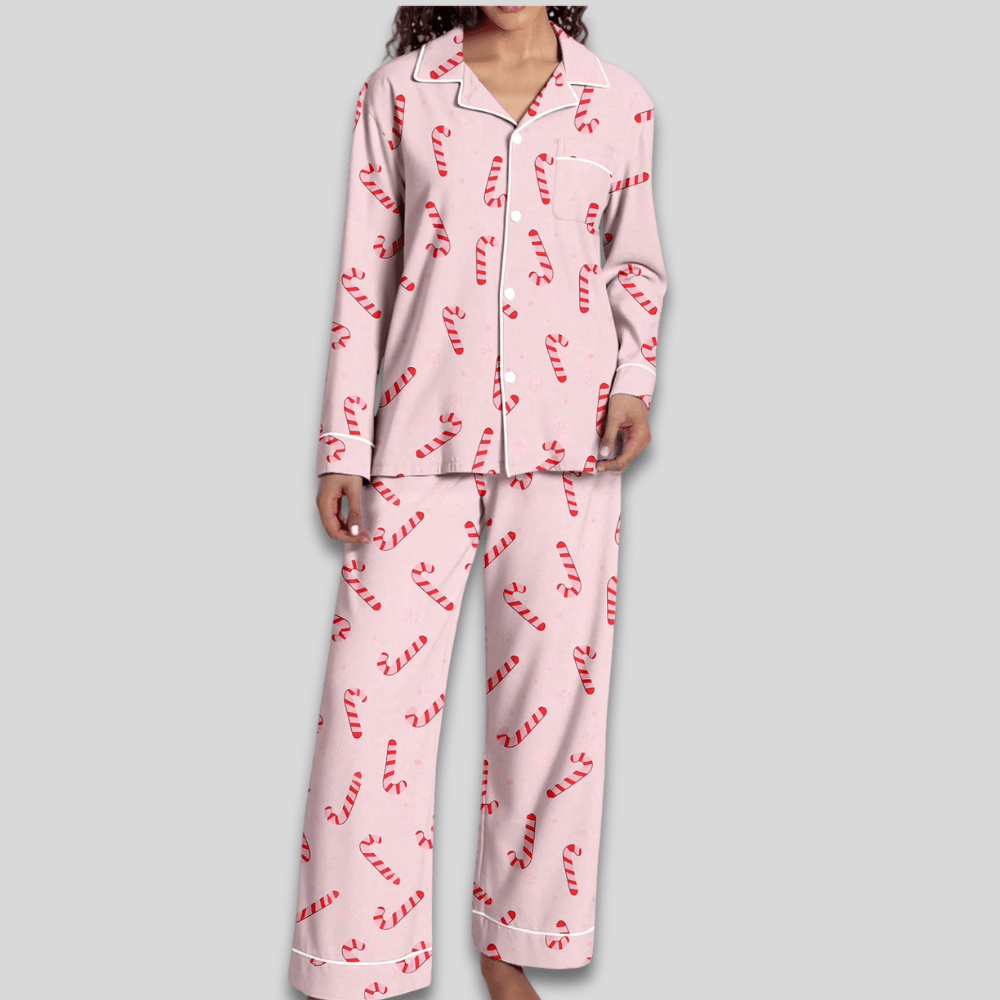 Pavoco Damen Schlafanzüge C / S Weiches Pyjama Set für Damen zweiteilig festlich gemütlich Winter
