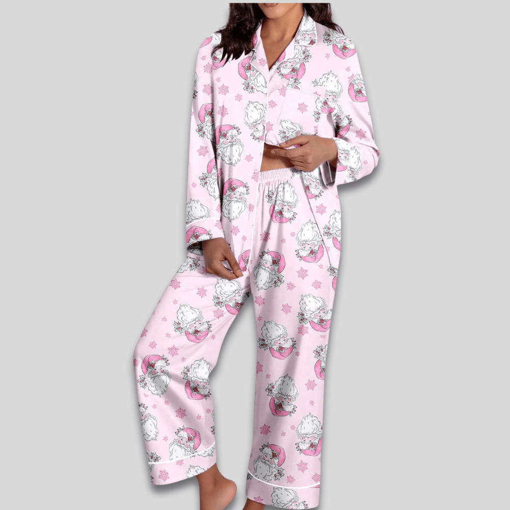 Pavoco Damen Schlafanzüge D / S Weiches Pyjama Set für Damen zweiteilig festlich gemütlich Winter