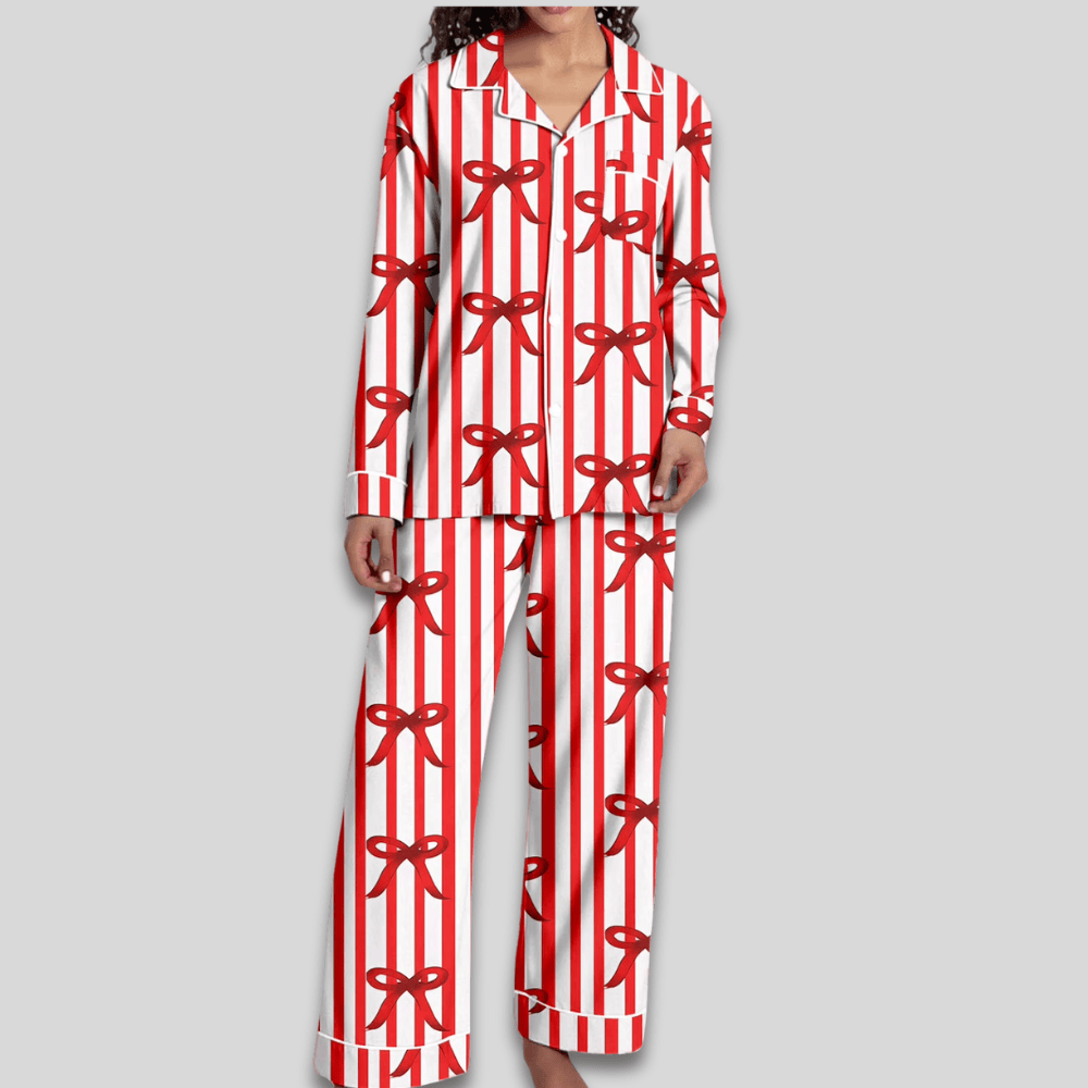 Pavoco Damen Schlafanzüge F / S Weiches Pyjama Set für Damen zweiteilig festlich gemütlich Winter