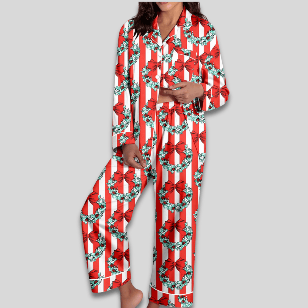 Pavoco Damen Schlafanzüge H / S Weiches Pyjama Set für Damen zweiteilig festlich gemütlich Winter