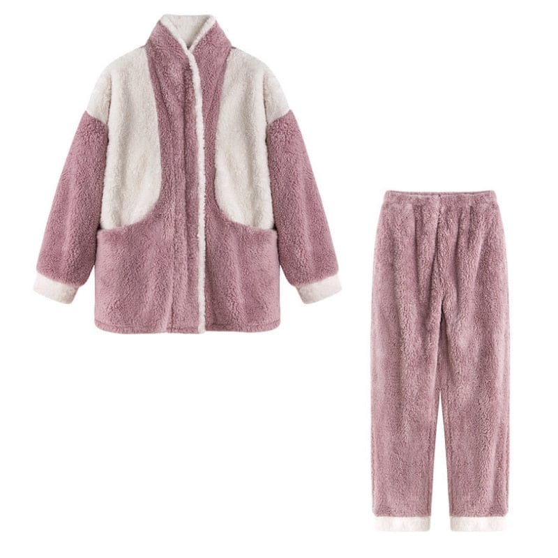 Pavoco Damen-Schlafanzüge Kuscheliger Damen Pyjama langarm warm gemütlich für Winter entspannte Abende
