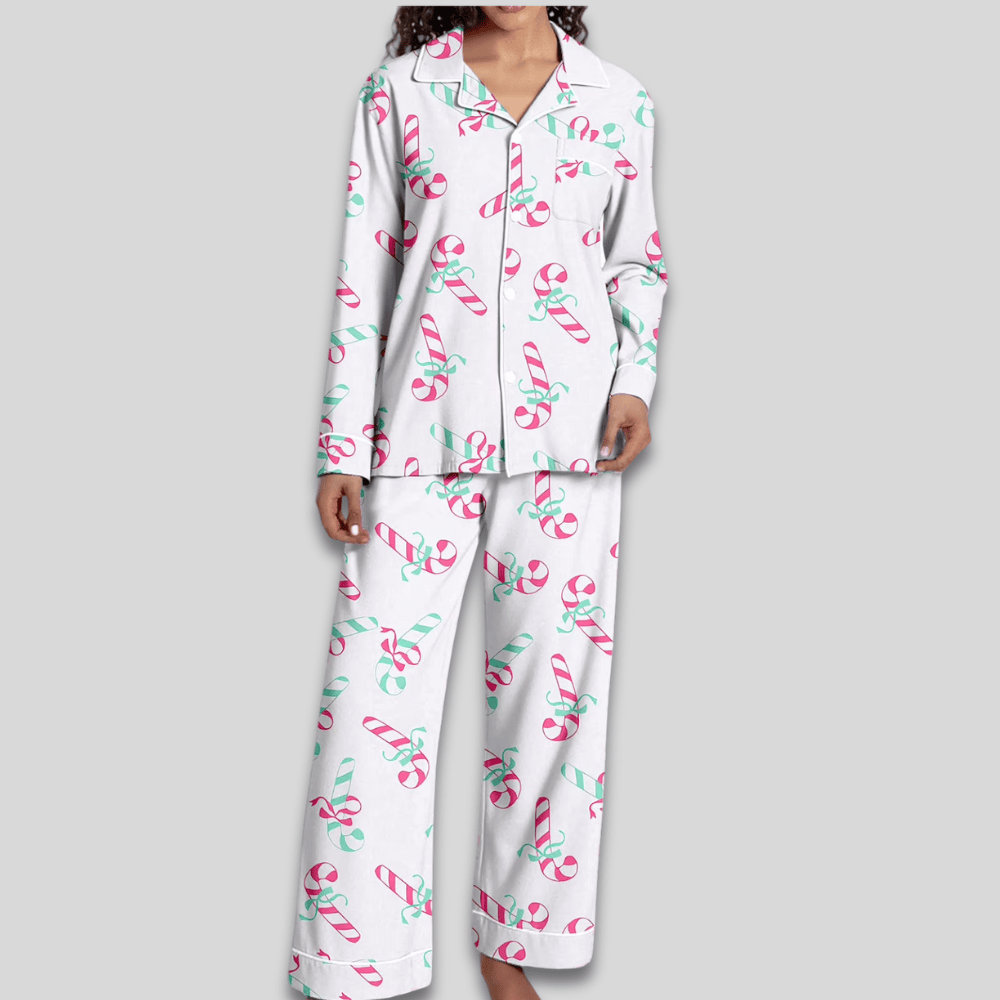Pavoco Damen Schlafanzüge M / S Weiches Pyjama Set für Damen zweiteilig festlich gemütlich Winter
