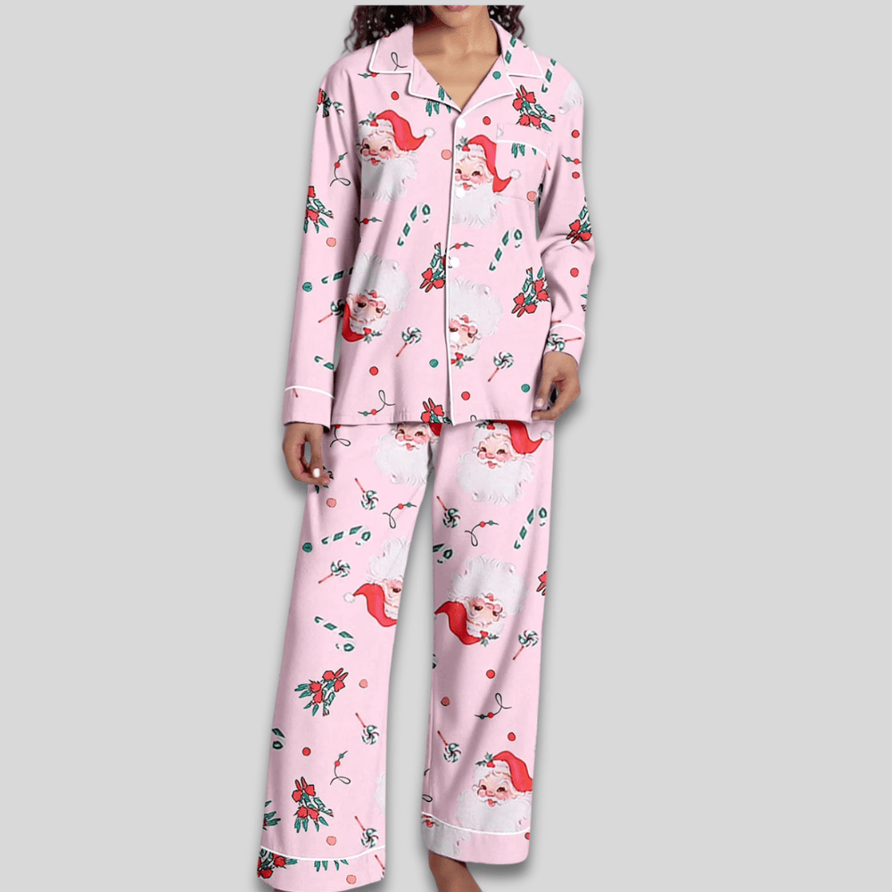 Pavoco Damen Schlafanzüge O / S Weiches Pyjama Set für Damen zweiteilig festlich gemütlich Winter