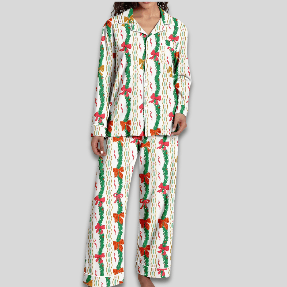 Pavoco Damen Schlafanzüge P / S Weiches Pyjama Set für Damen zweiteilig festlich gemütlich Winter