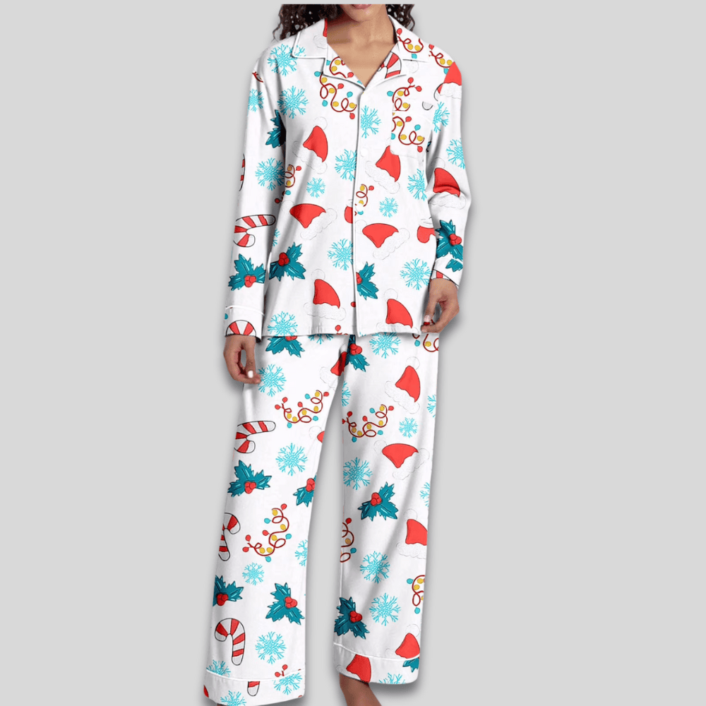 Pavoco Damen Schlafanzüge R / S Weiches Pyjama Set für Damen zweiteilig festlich gemütlich Winter