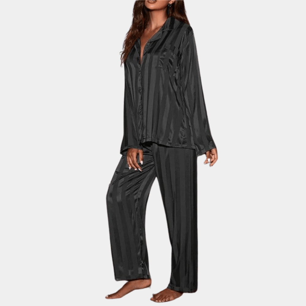 Pavoco Damen Schlafanzüge Schwarz / M Luxuriöses Pyjama-Set für Damen atmungsaktiv bequem Sommer