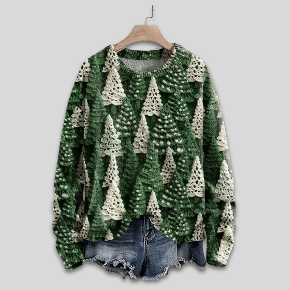 Pavoco Damenpullover Grün / XS Festlicher Strickpullover für Damen langärmelig weich Weihnachten