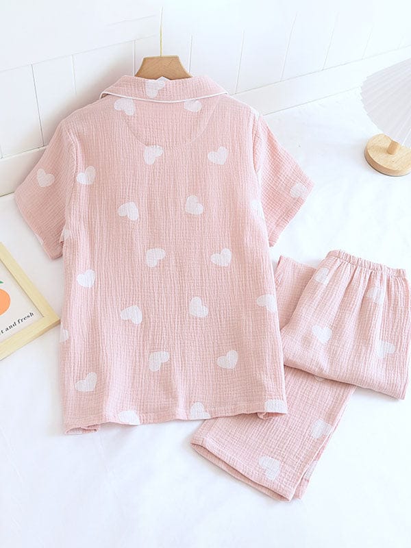 Pavoco Damenpyjamas Bequemes Damen Pyjama kurz aus Baumwolle atmungsaktiv für Sommernächte