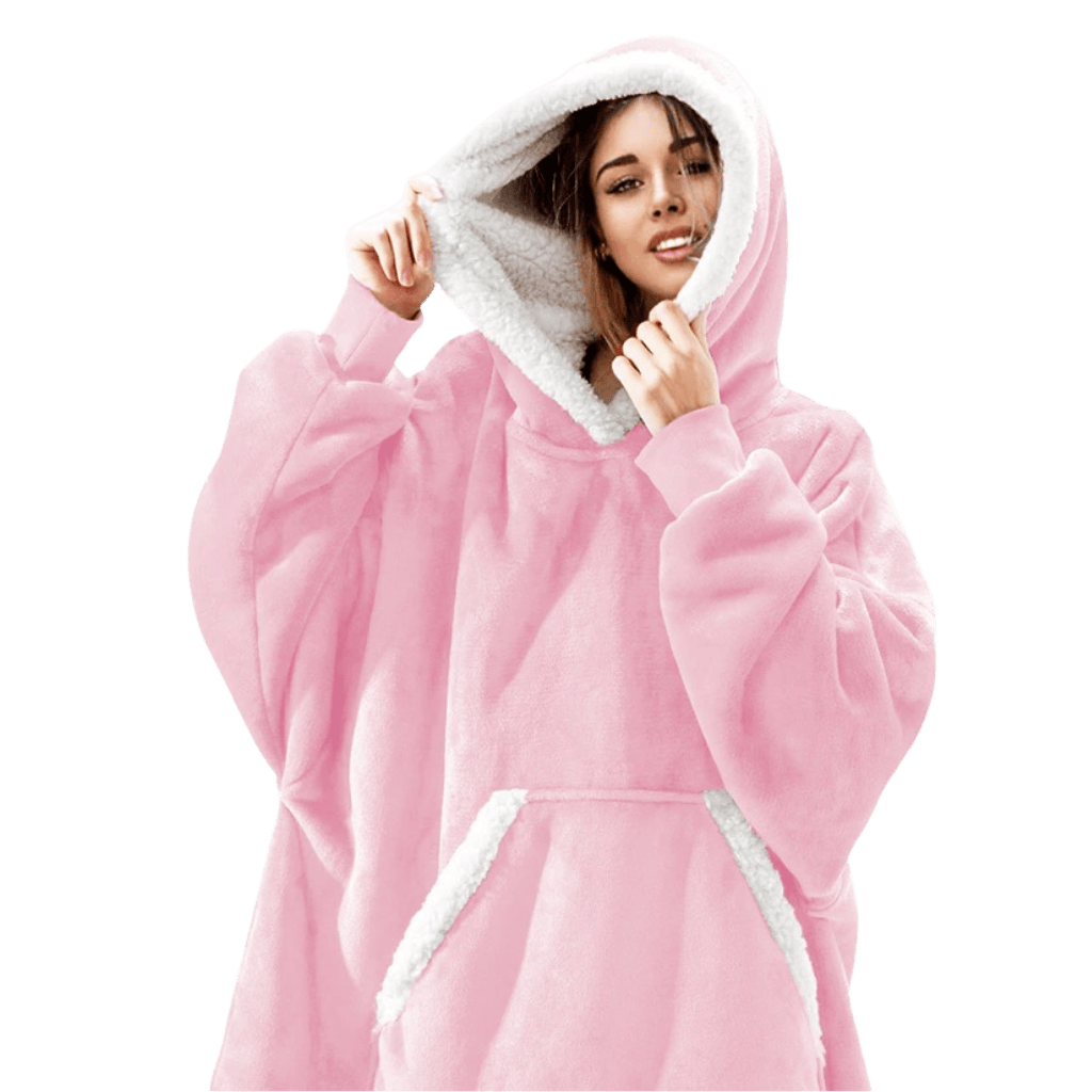 Pavoco Decken & Plaids Rosa / Einheitsgröße Weiche Kapuzendecke für Unisex gemütlich mit Fleece warm Winter