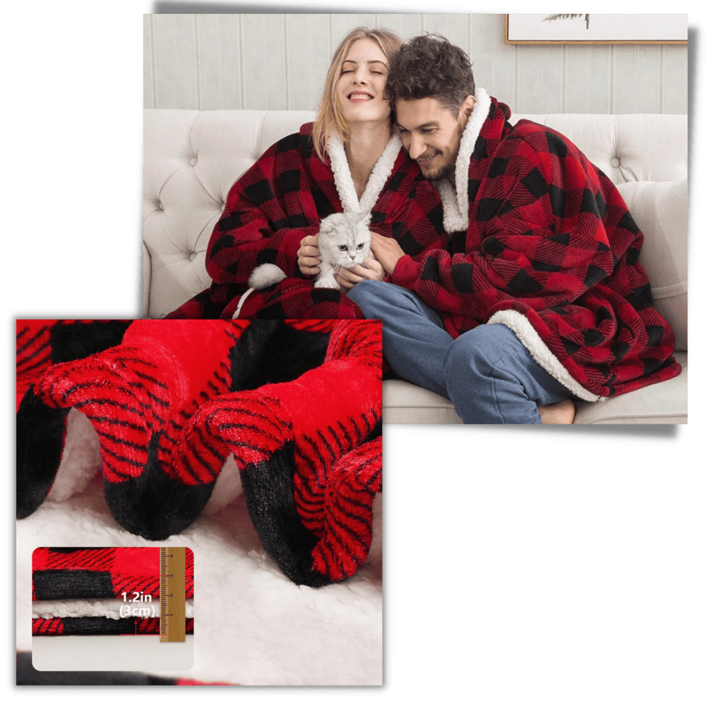 Pavoco Decken & Plaids Weiche Kapuzendecke für Unisex gemütlich mit Fleece warm Winter