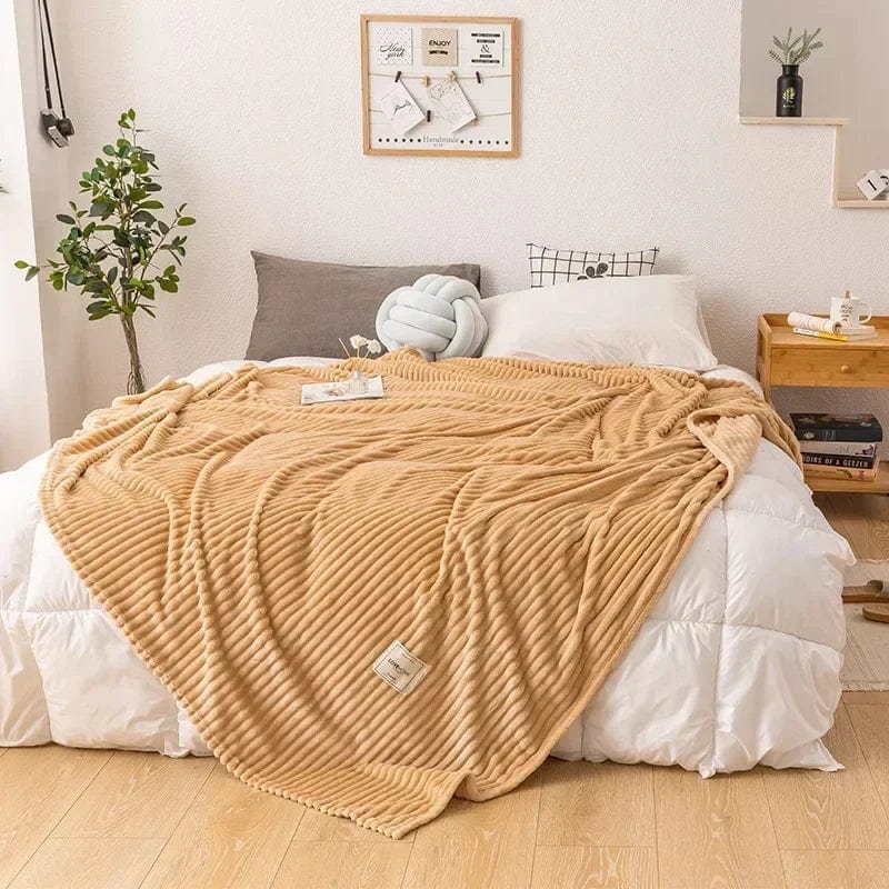 Pavoco Decken & Überwürfe 70x100cm / Beige Dicke Flanell-Decke für Unisex warm und gemütlich Herbst