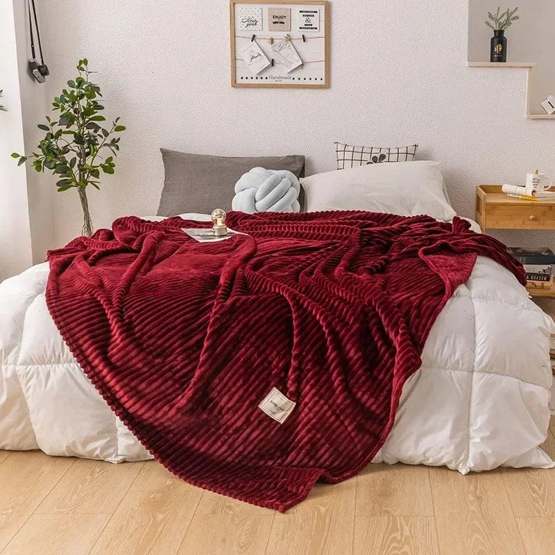 Pavoco Decken & Überwürfe 70x100cm / Dunkelrot Dicke Flanell-Decke für Unisex warm und gemütlich Herbst