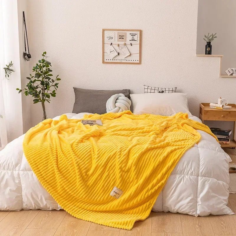Pavoco Decken & Überwürfe 70x100cm / Gelb Dicke Flanell-Decke für Unisex warm und gemütlich Herbst