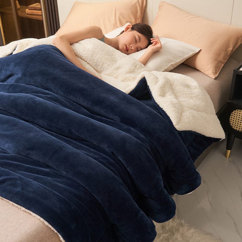 Pavoco Decken & Überwürfe Weiche Lammplüschdecke für Unisex doppellagig vielseitig ganzjährig