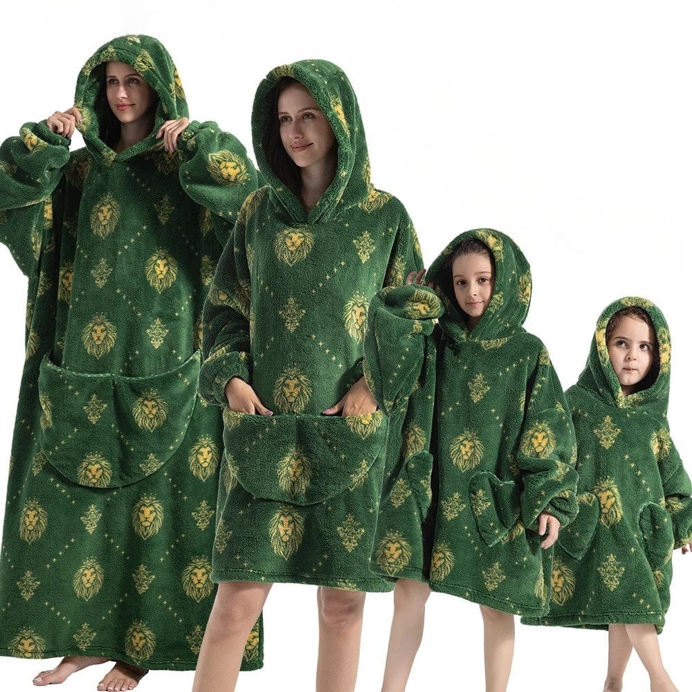 Pavoco Decken & Überwürfe XS / Grün Gemütliche Hoodie Decke für Unisex Halloween oversized aus Fleece kuschelig