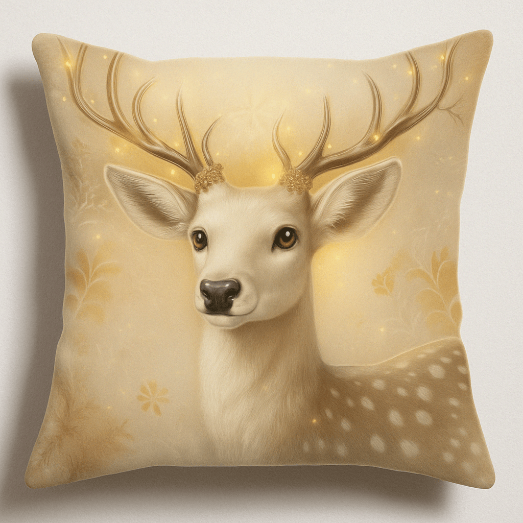 Pavoco Dekorative Kissen und Kissenbezüge Reh / 45x45cm Weiche Samtkissenbezüge festlich Vintage Weihnachtsstil Pflegeleicht