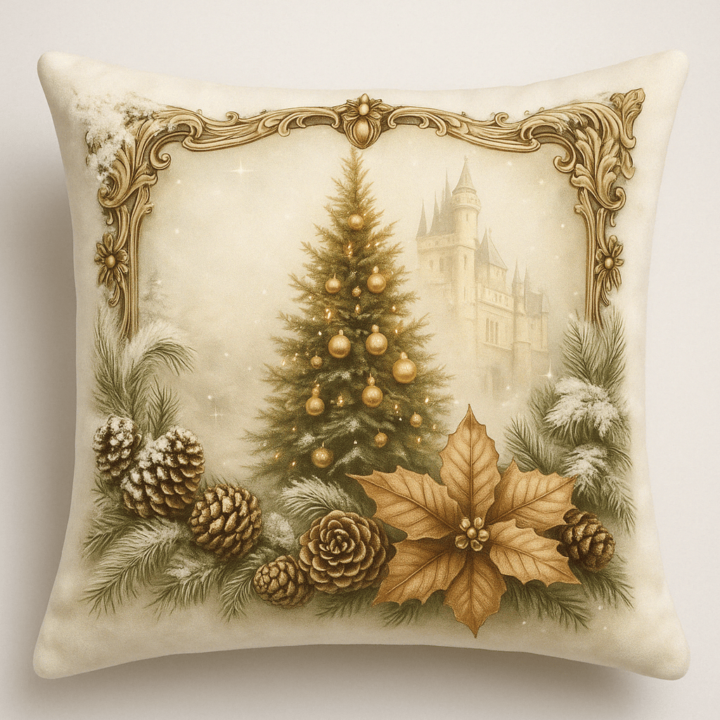 Pavoco Dekorative Kissen und Kissenbezüge Weihnachtsbaum / 45x45cm Weiche Samtkissenbezüge festlich Vintage Weihnachtsstil Pflegeleicht