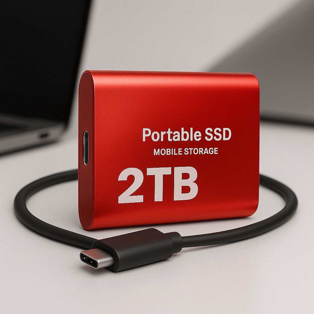 Pavoco Externe SSDs Rot / 2TB Schnelle Externe SSD Festplatte 2 TB kompakt stoßfest tragbar