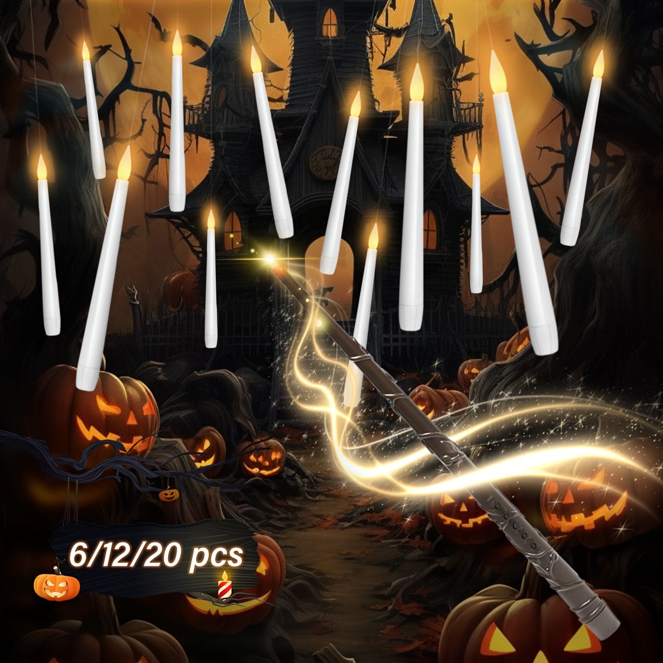 Pavoco Flammenlose Kerzen Elegante LED Kerzen flammenlos mit Timer warmweiß hängend