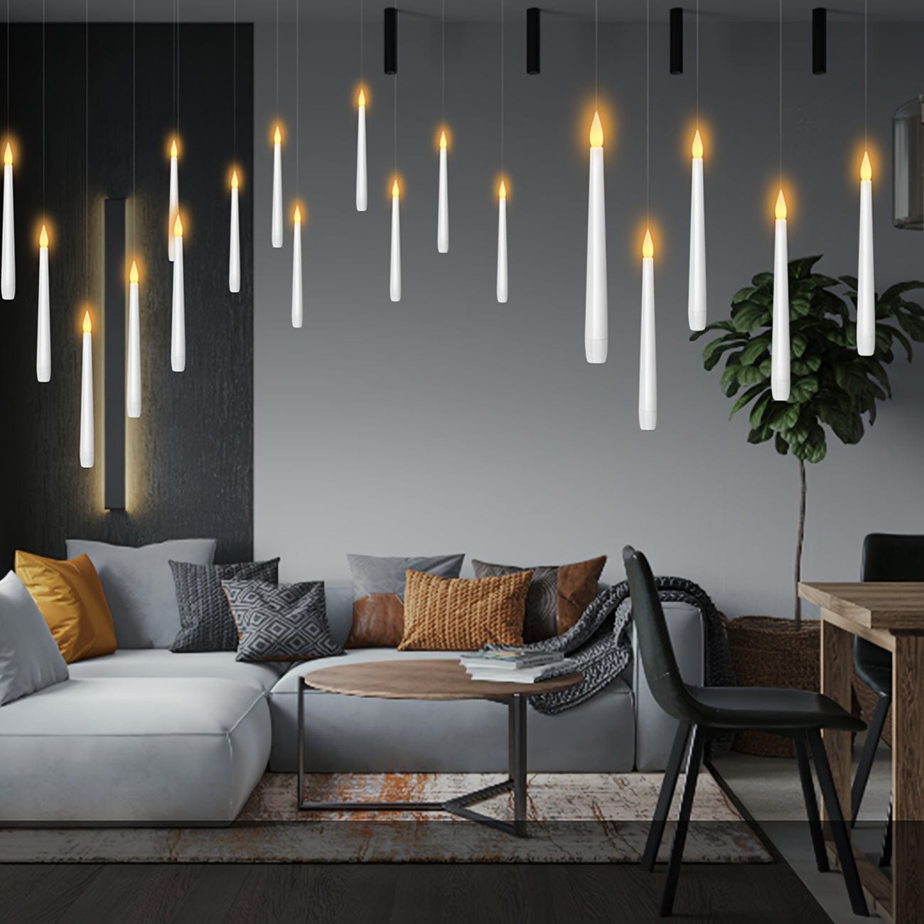 Pavoco Flammenlose Kerzen Elegante LED Kerzen flammenlos mit Timer warmweiß hängend