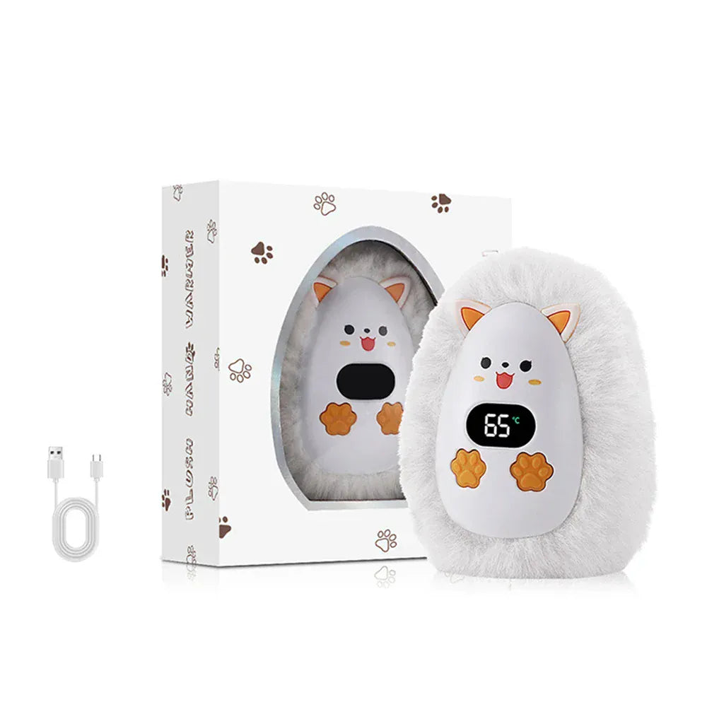 Pavoco Handwärmer Weiß Kompakter elektrischer Handwärmer für Unisex mit 3 Heizstufen und LCD-Display